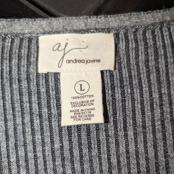 AJ Andrea Jovine Sweater. Gray with metal embellished neckline - Picture 6 of 6